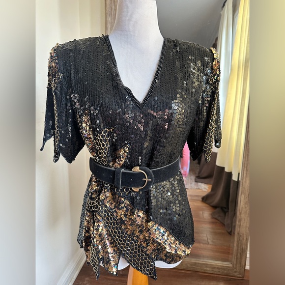Vintage black and gold sequin blouse - Picture 13 of 13